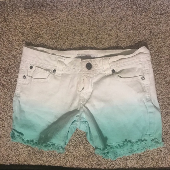 White/teal ombré shorts - Picture 1 of 2